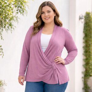 Reitmans Plus Size 1X Lavender Wrap-Front Knit Cardigan - NWT